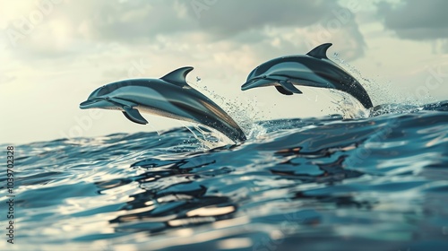 These dolphins were swimming and jumping in the Atlantic ocean near Key Largo It was a very nice site to see photo