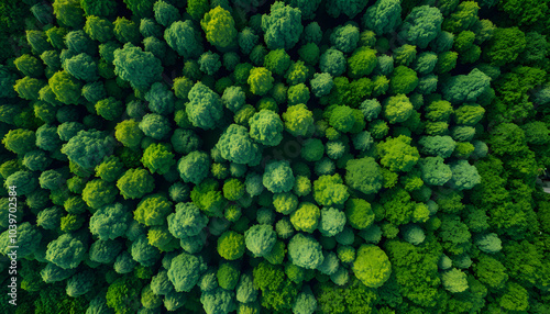 Aerial view nature green forest and green tree forest texture background, Texture and background green tree forest view from above, Nature onservation and ecosytem isolated with white highlights, pn photo