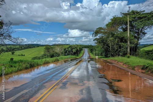 Flooding near Ponta Grossa  Brazil on coffee highway. photo