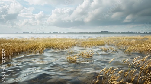 Wheat Crop Has Been Submerged Due To Flood Water photo
