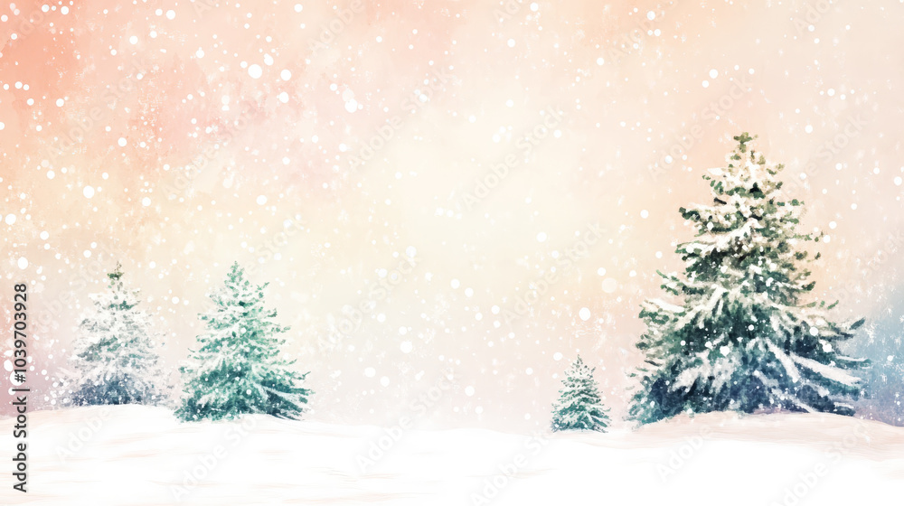 Aesthetic Christmas retro card with new year tree, watercolor hand-painted in pastel colors. Copy space. Generative AI Aesthetic Christmas retro card with new year tree, watercolor hand-painted in pastel colors. Copy space. Generative AI