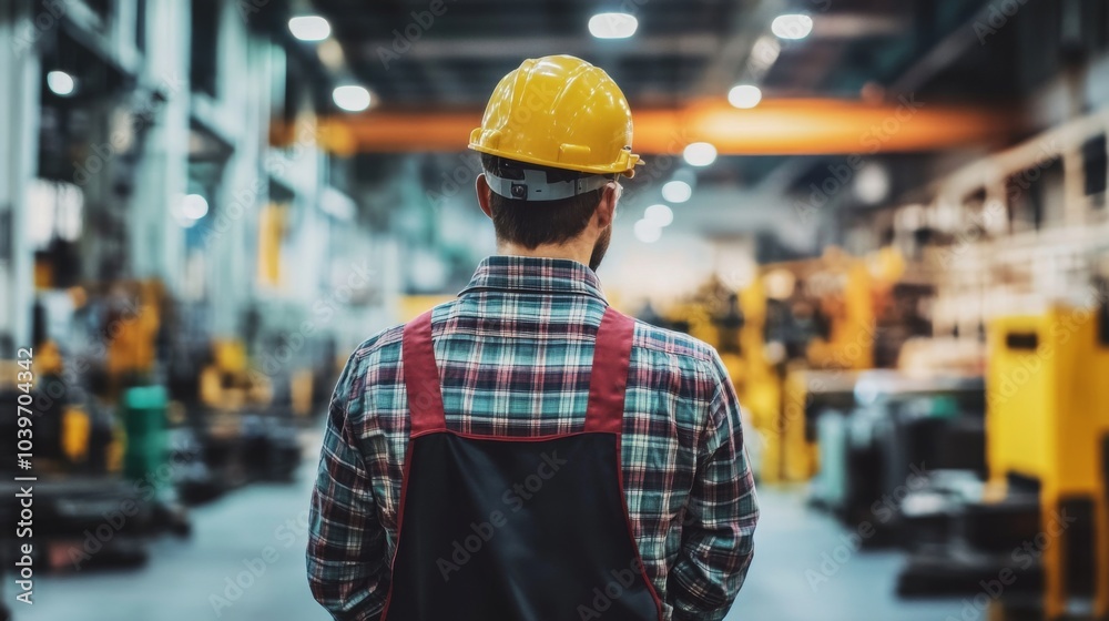 Worker Overseeing Industrial Machinery in Soft Light Worker Overseeing Industrial Machinery in Soft Light
