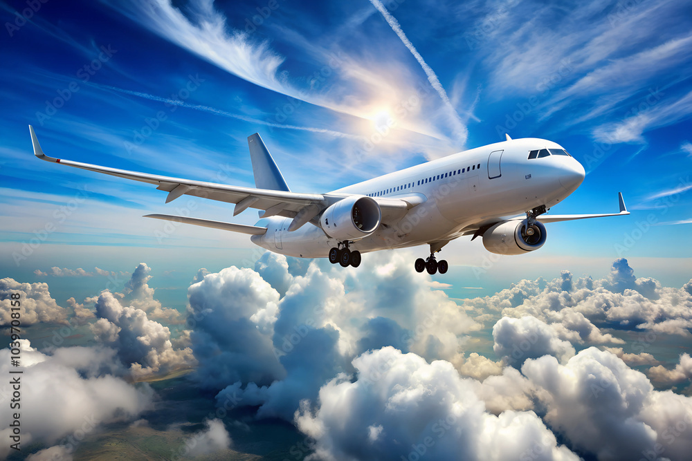 Fototapeta premium airplane in the clouds