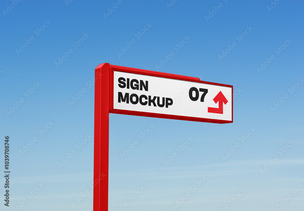 Horizontal Sign on the Blue Sky Mockup Stock Template | Adobe Stock