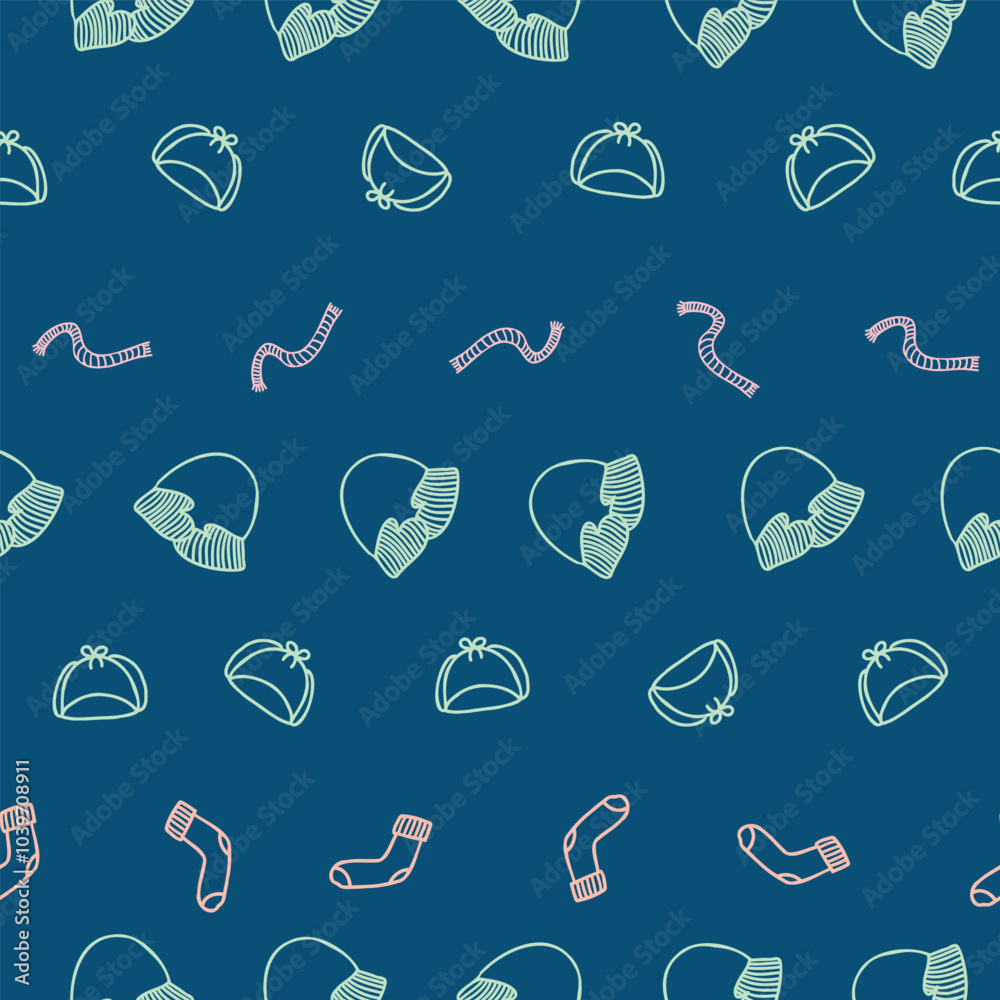 Vector Winter Accessories Seamless Pattern Vector Winter Accessories Seamless Pattern