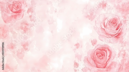 Wallpaper Mural Watercolor Pink Rose Flowers Background Illustration Torontodigital.ca