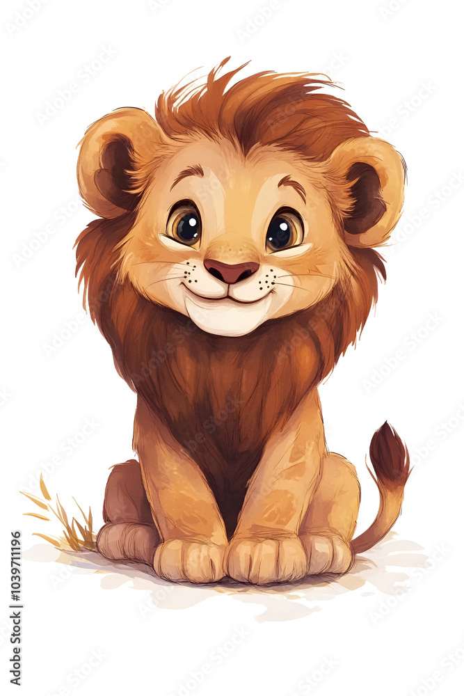Baby Lion Kids Drawing Icon Cartoon. Lion King Mascot Illustration Baby Lion Kids Drawing Icon Cartoon. Lion King Mascot Illustration