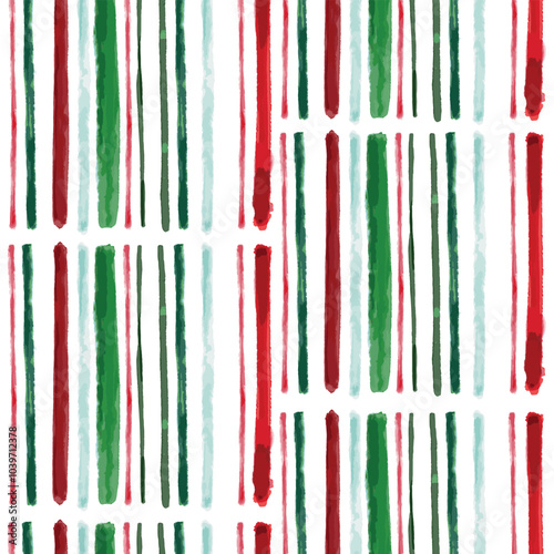 Watercolour Vertical Striped Green red Seasonal Seamless pattern Vector Illustration Not AI ,