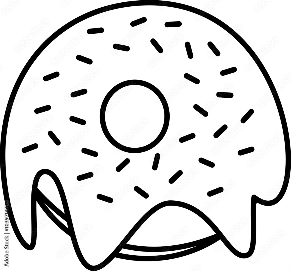 Minimalist Outline of a Donut. Dessert food, sweet food. Bread. Minimalist Outline of a Donut. Dessert food, sweet food. Bread.