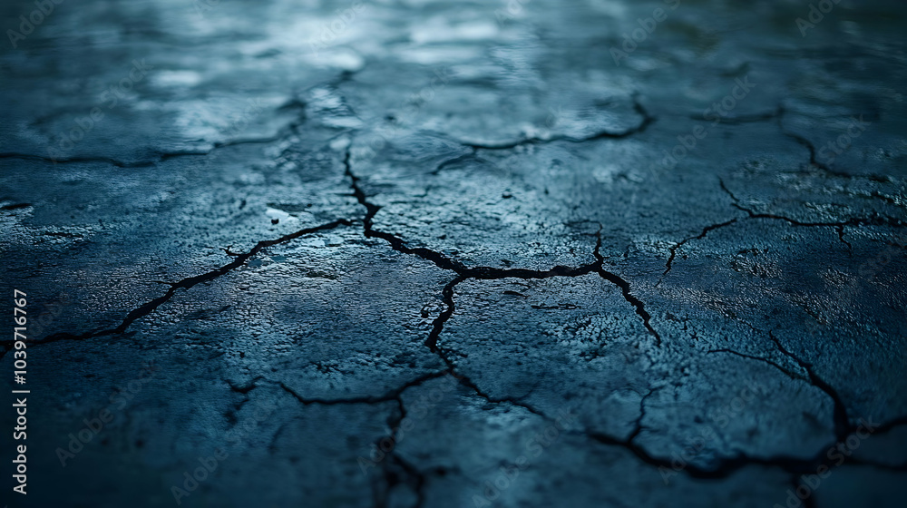 Obraz premium Dark Blue Cracked Surface Background Illustration