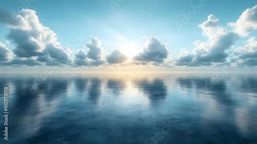 Wallpaper Mural Calm Ocean with Clouds Illustration Torontodigital.ca