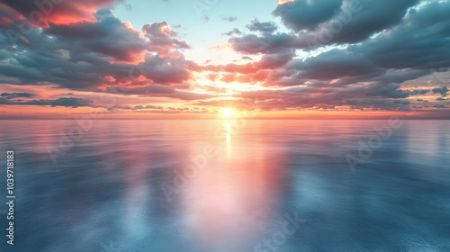 Stunning Sunset Over The Ocean - A Digital Illustration