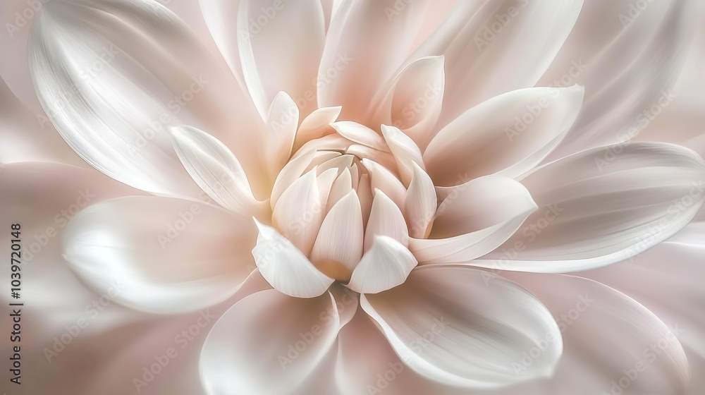 A tight shot of a white blossom displaying a pink core and a white stamen at its heart A tight shot of a white blossom displaying a pink core and a white stamen at its heart