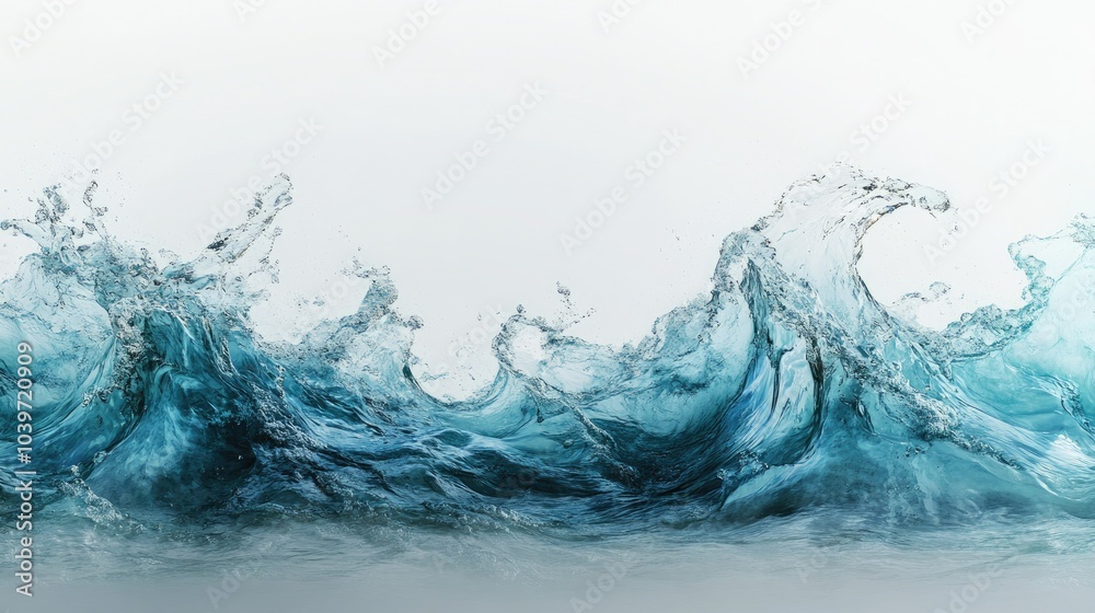Turquoise sea wave texture against a pure white backdrop, captured in high detail to showcase the ocean complex movement Turquoise sea wave texture against a pure white backdrop, captured in high detail to showcase the ocean complex movement