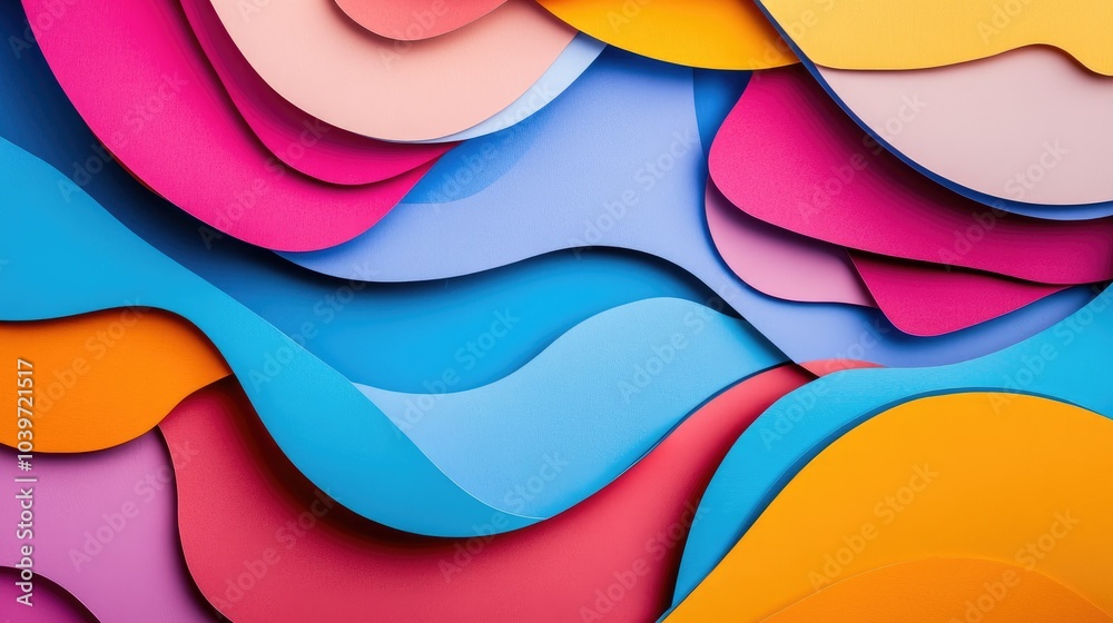 Vibrant paper cut background with overlapping abstract shapes, combining vivid tones in a modern pop art design Vibrant paper cut background with overlapping abstract shapes, combining vivid tones in a modern pop art design
