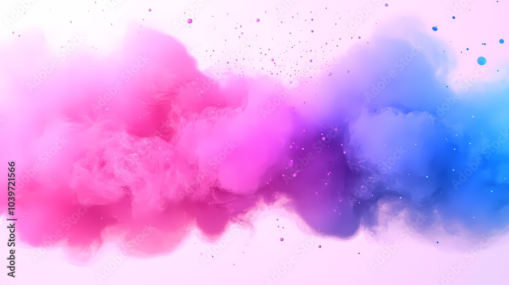Obraz premium Abstract Pink Purple and Blue Ink Swirls and Drops on White Background