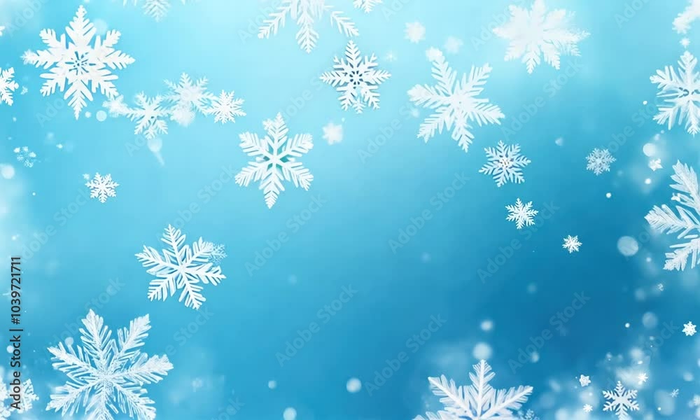 Snowflakes scattered gracefully on a vibrant blue background, creating a serene winter atmosphere. Snowflakes scattered gracefully on a vibrant blue background, creating a serene winter atmosphere.