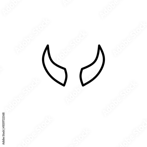 Horn thin line icon set. Animal carnival costume collection of simple outline signs