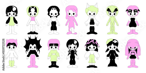 Metaverse characters. NFTs business concept. Flat graphic vector illustration isolated on white background. 