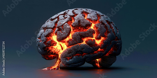 Wallpaper Mural A brain with a hole in it and lava coming out of it Torontodigital.ca