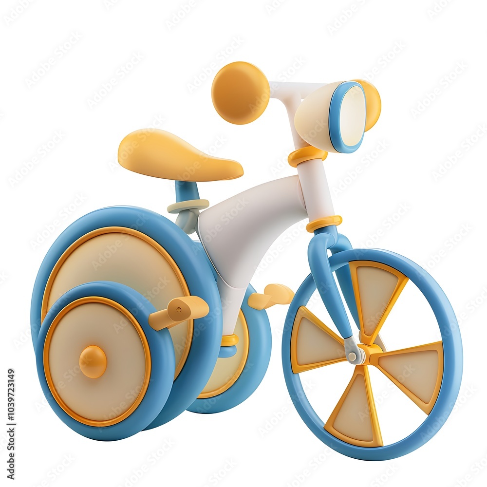 3D bicycle art style isolated white background, graphic element resource design. 3D bicycle art style isolated white background, graphic element resource design.