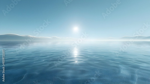 Wallpaper Mural Serene Blue Water and Mountain Landscape Illustration Torontodigital.ca