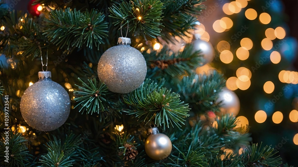 closeup view of a christmas tree background