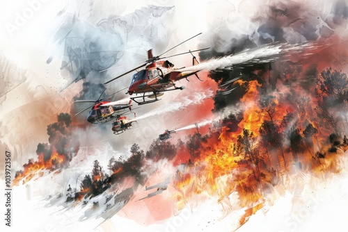 Airborne firefighting: a dramatic depiction of airplane in action photo