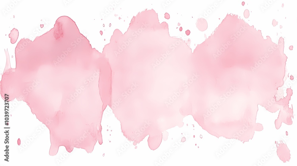 Abstract Pink Watercolor Splashes and Blobs on White Background
