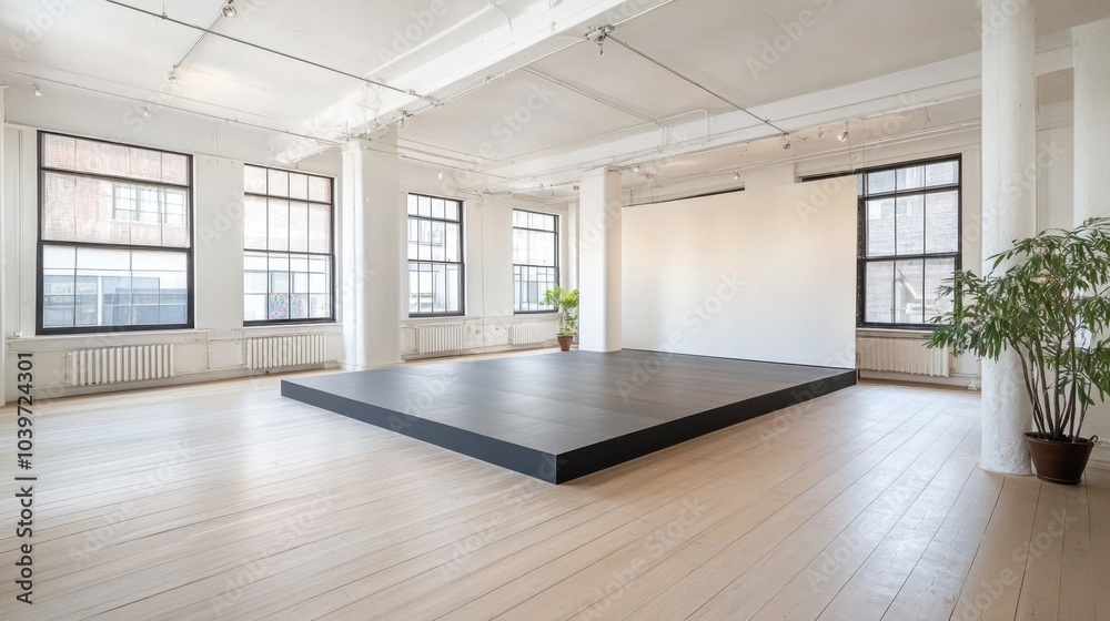 Obraz premium Modern Studio Space with Natural Light and Minimalist Design