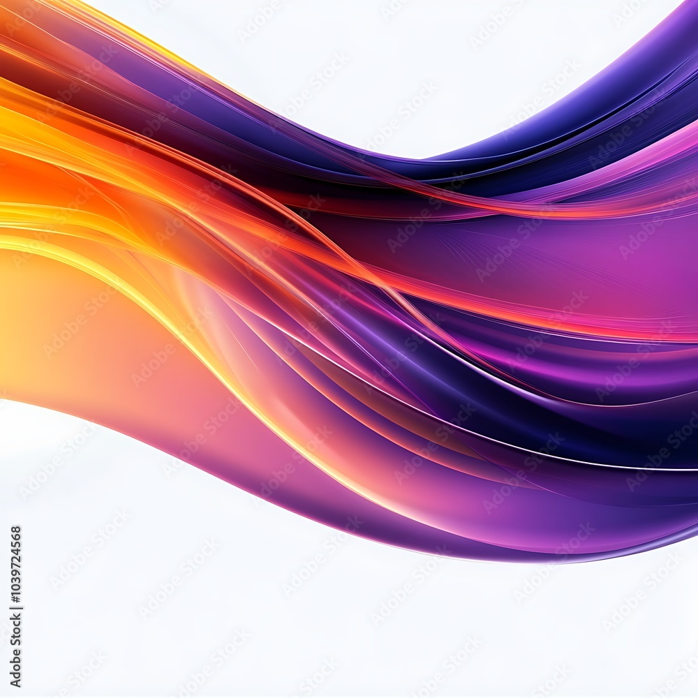 abstract purple and orange swirly wave motion design futuristic white background banner, Generative Ai