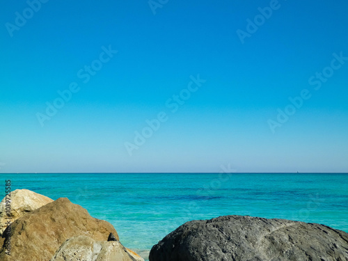 Stones on beach in Vada, Italy.