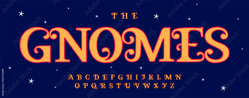 Fototapeta premium Fairy alphabet, playful holiday swirls letters, magical festive font for Festive Christmas logo, enchanting headline. Flourishes opulent curls typeface for artistic holiday typography. Vector typeset