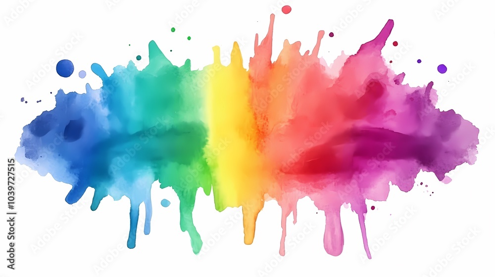Fototapeta premium Abstract Watercolor Rainbow Splashes and Drips Background
