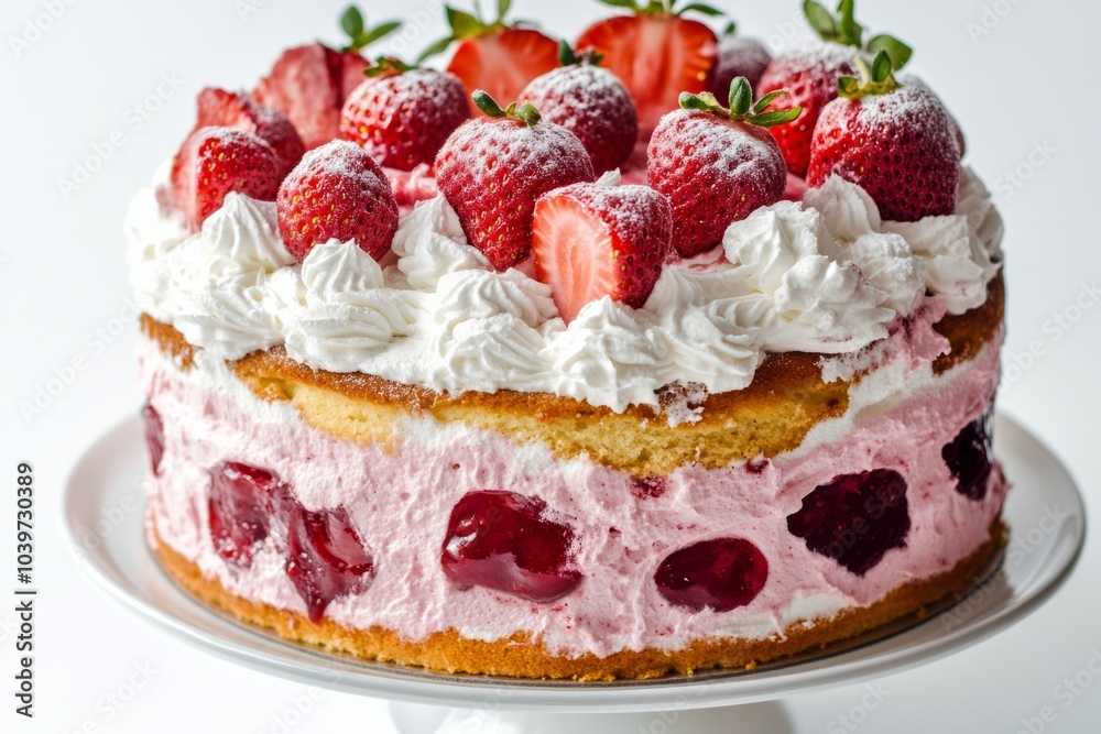 homemade and delicious strawberry cake taken with white background homemade and delicious strawberry cake taken with white background