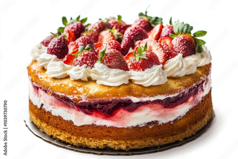 homemade and delicious strawberry cake taken with white background homemade and delicious strawberry cake taken with white background