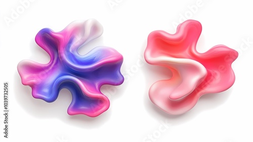 Abstract Liquid Shapes in Pink and Blue