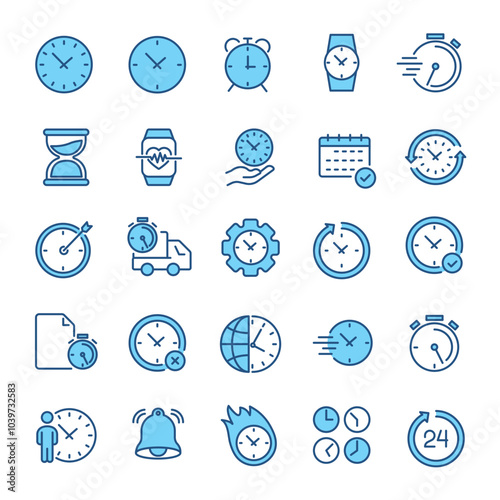 Time icons collection. Editable stroke. Line colors icon series.