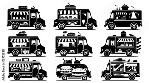 food truck icon set