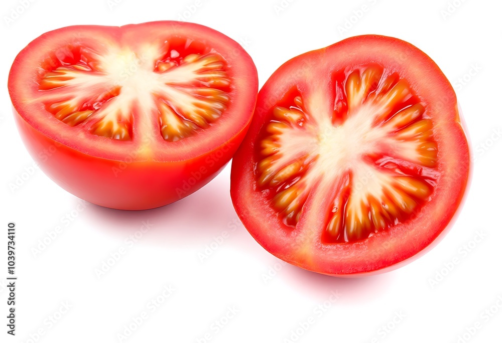 Tomatoes. Whole and a half isolated on white
Tomatoes. Whole and a half isolated on white