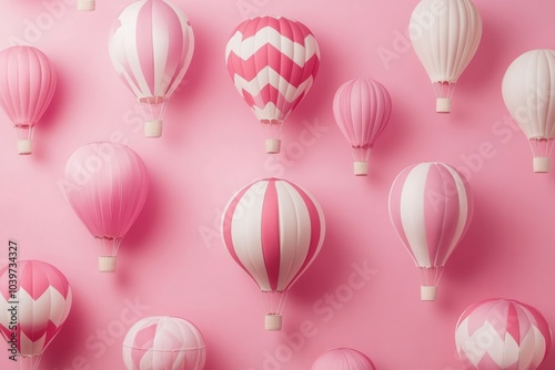 baby pink hot, white and hot pink hot 3d air balloons multiple on a pretty background 