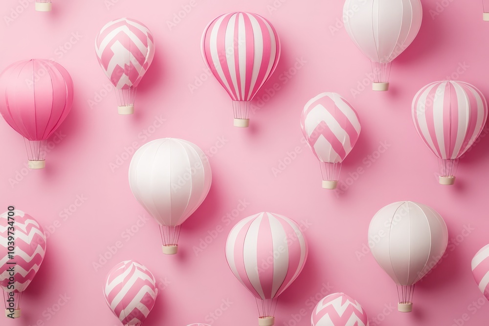 baby pink hot, white and hot pink hot 3d air balloons multiple on a pretty background baby pink hot, white and hot pink hot 3d air balloons multiple on a pretty background