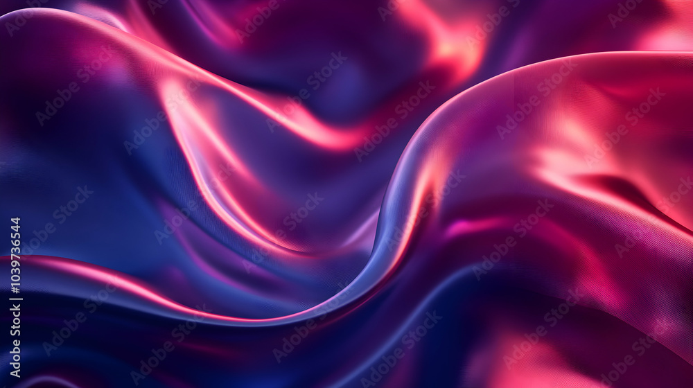 Abstract 3D Render of a Purple and Pink Satin Fabric Draped in a Soft, Smooth Wave