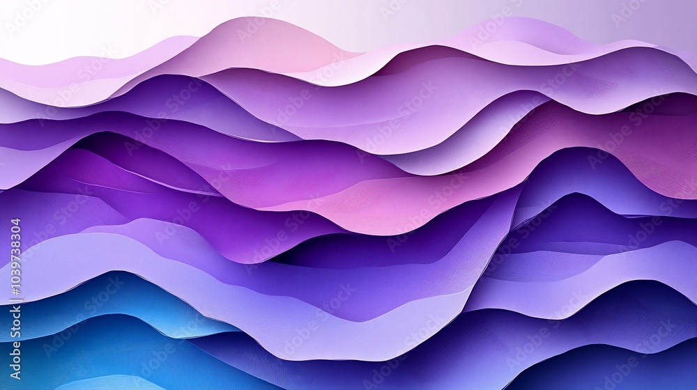 Obraz premium Abstract waves in varying shades of purple and blue create a soothing, layered visual effect.