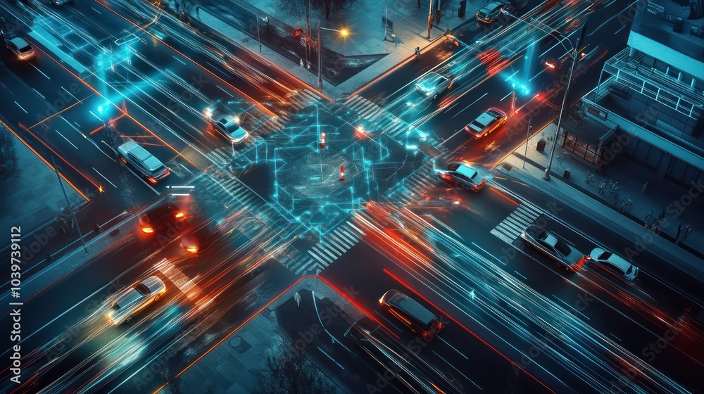 A smart city intersection controlled by an advanced AI traffic ...