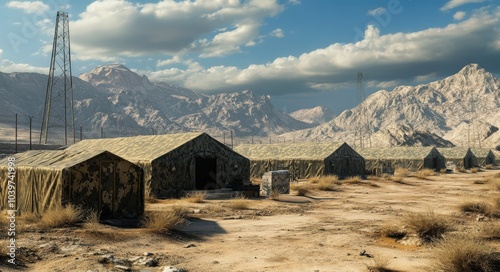Military Camp - Marine Barrack in Desert Border for Armed Forces
