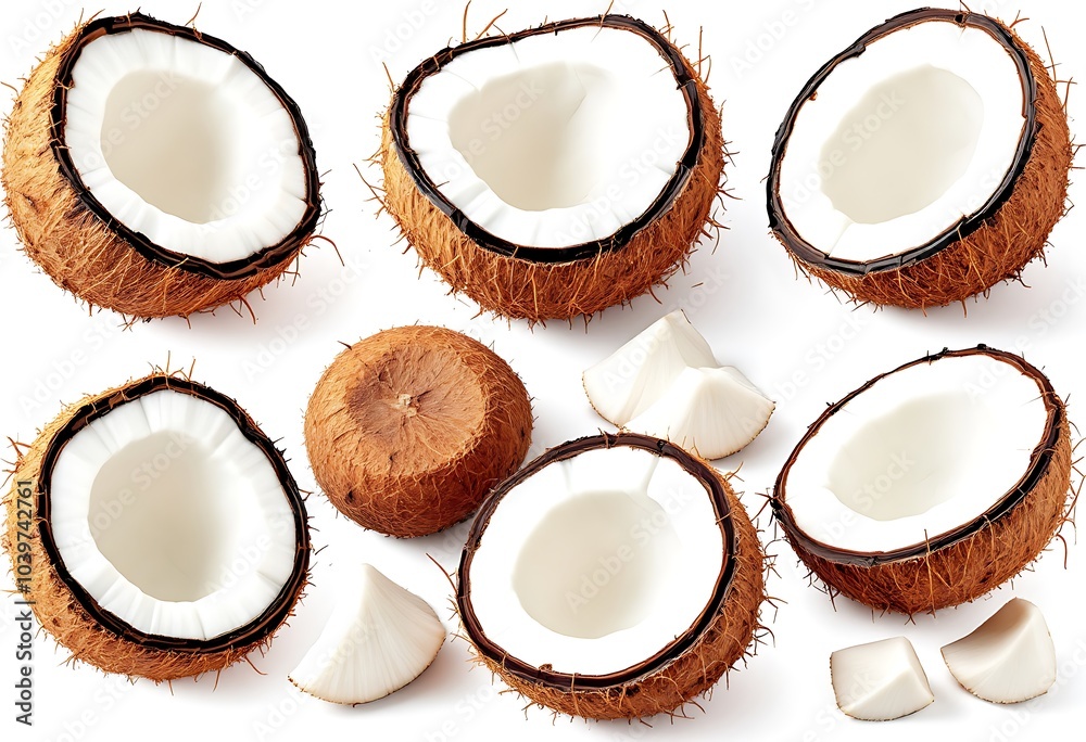 Coconut collage, isolated on white
Coconut collage, isolated on white