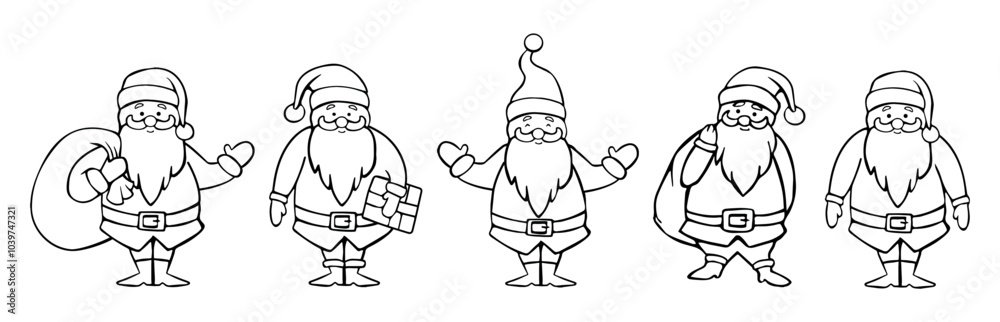 collection of sketches of santa claus in full growth vector hand drawing. santa claus standing and holding a bag with gifts vector set sketch collection of sketches of santa claus in full growth vector hand drawing. santa claus standing and holding a bag with gifts vector set sketch