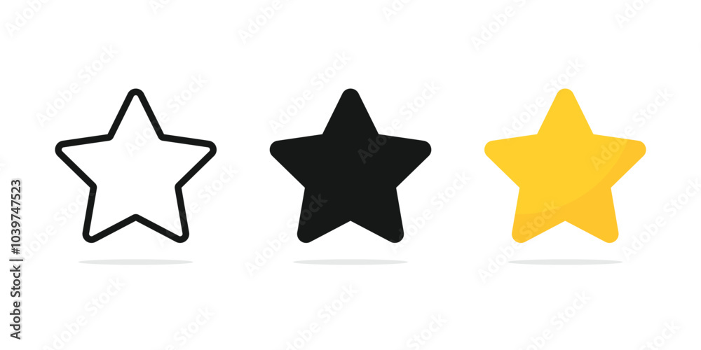 Star symbol vector. Star icon illustration. UI icon design of starts for adding content to bookmarks and for ratings and reviews. Vector illustration. Star symbol vector. Star icon illustration. UI icon design of starts for adding content to bookmarks and for ratings and reviews. Vector illustration.