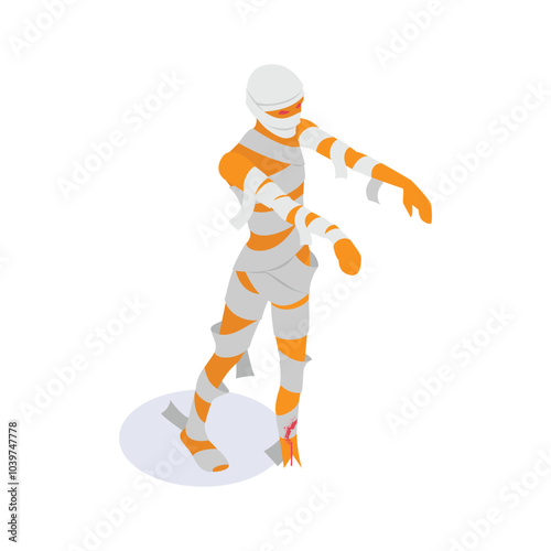 Wrapped dead body, mummy isometric icon